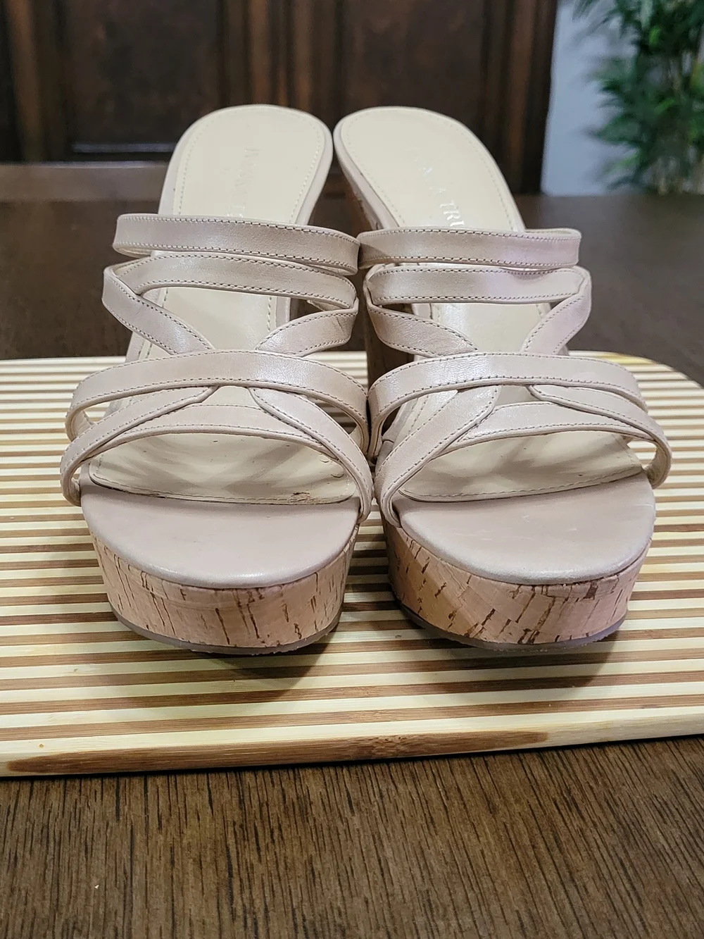 Ivanka Trump Beige Cork Wedge Heels